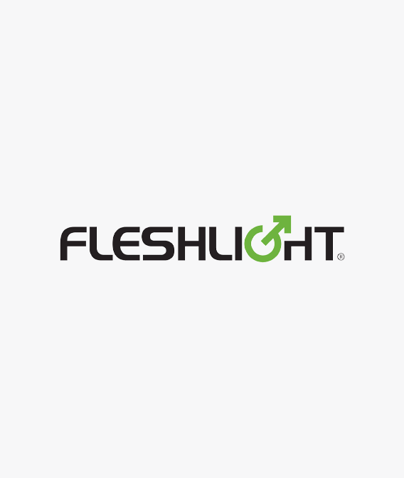Fleshlight logo with black text and green male symbol on white background