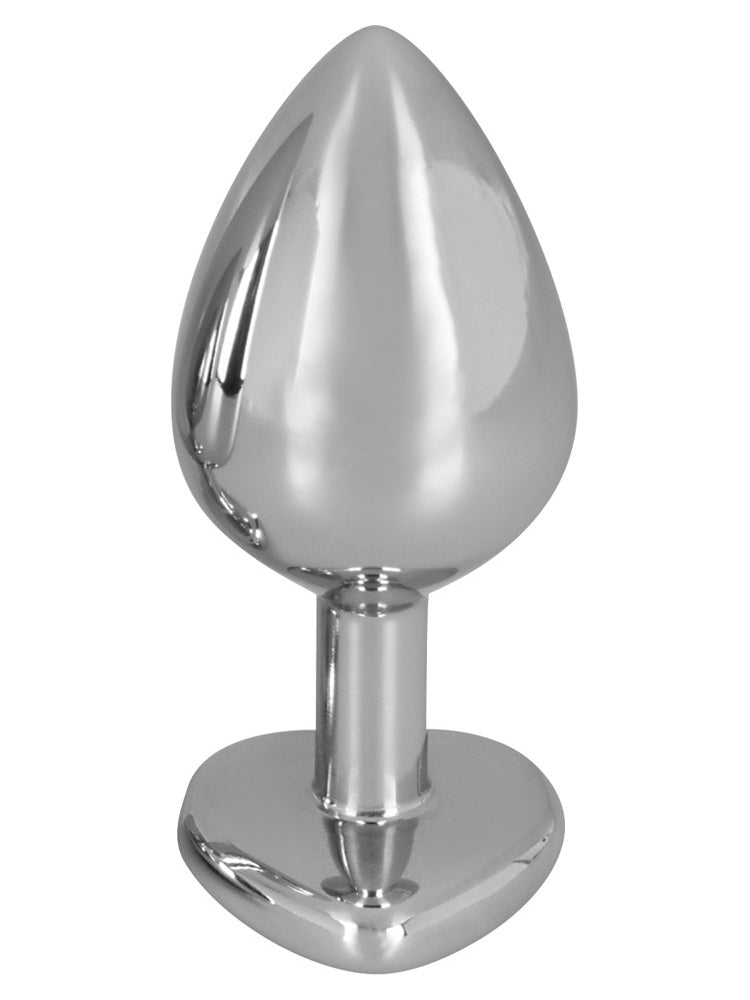 You2Toys Diamond Analplugg Medium – sett bakfra, viser det blanke aluminiumsdesignet og hjertestopperen