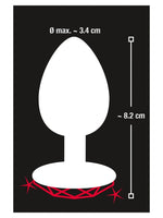 You2Toys Diamond Analplugg Medium – størrelsesdiagram som viser mål: diameter 3,4 cm og total lengde 8,2 cm