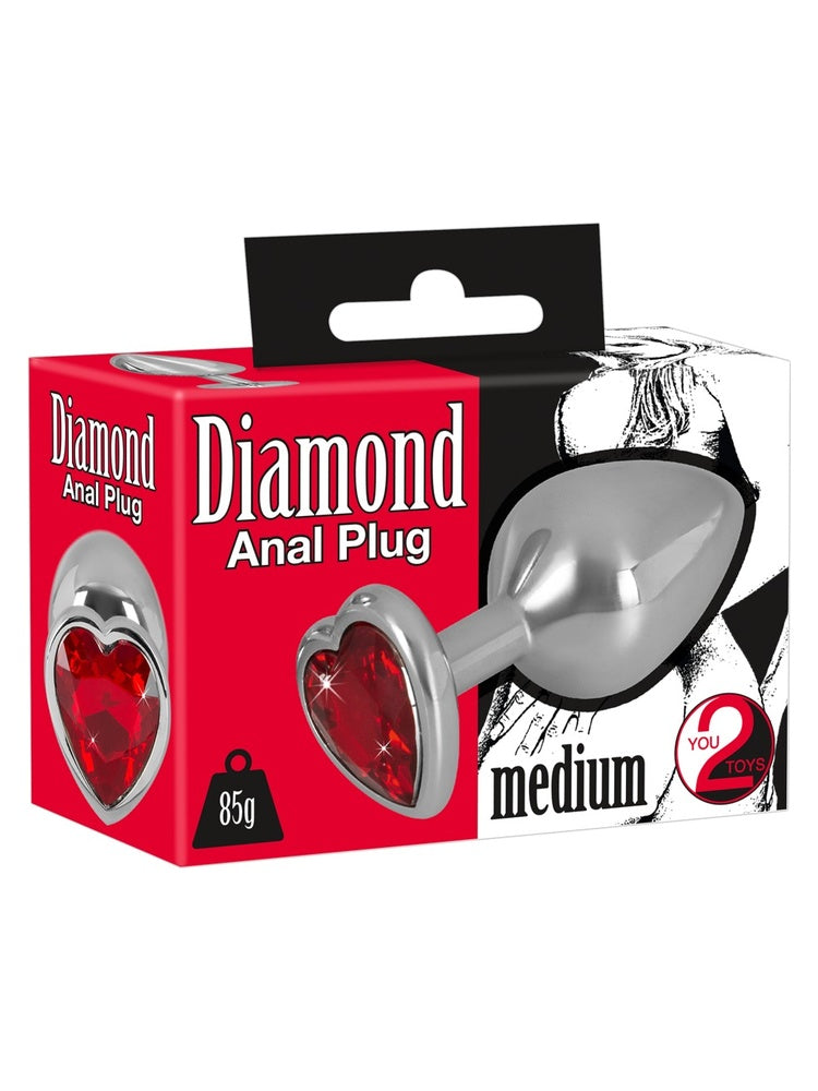 You2Toys Diamond Analplugg Medium – produktboks og plug, medium størrelse, 85g