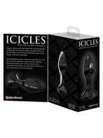 Pipedream Icicles No 78 Buttplug Svart – produkteske vist fra to sider med produktbeskrivelse og bilde av pluggen