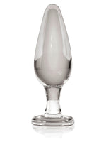 Pipedream Icicles No 26 Buttplug Klar – håndblåst glasplug med rund base, sett fra siden mot hvit bakgrunn