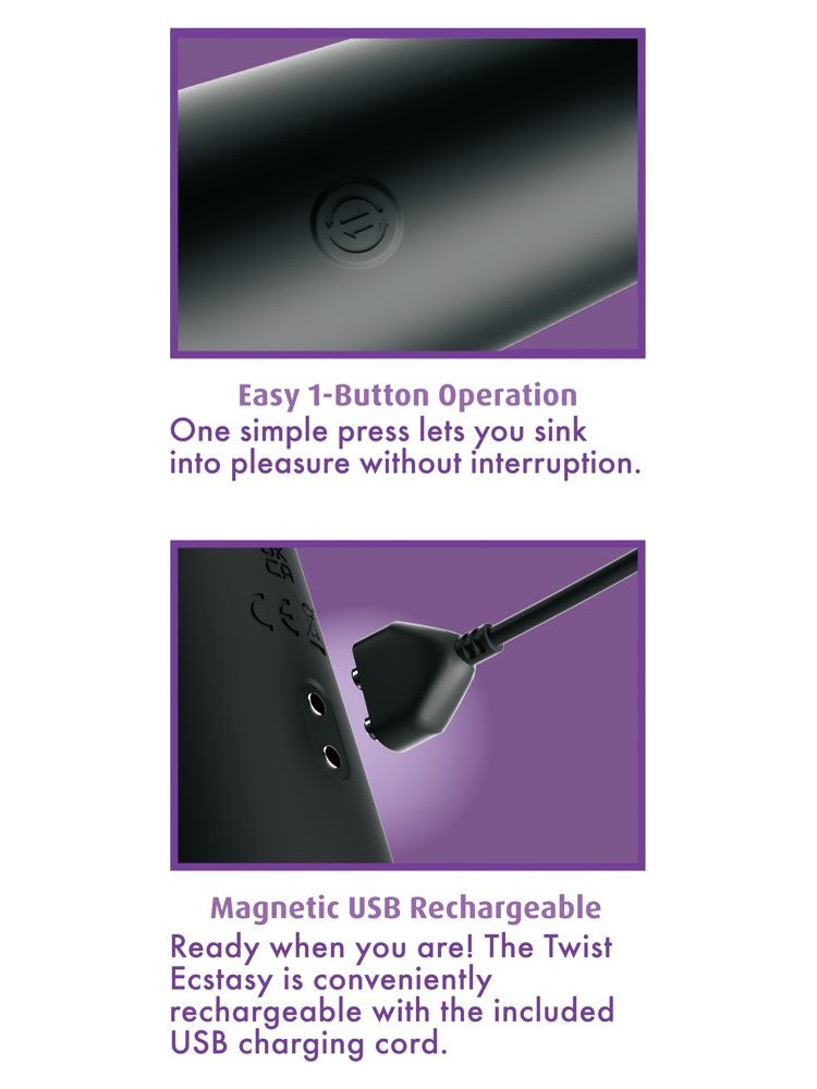 Anal Fantasy Elite Twist Ecstasy – av/på-knapp og magnetisk USB-lading