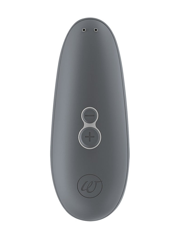 Womanizer Starlet 3 i grå, sett forfra med kontrollpanel og logo.