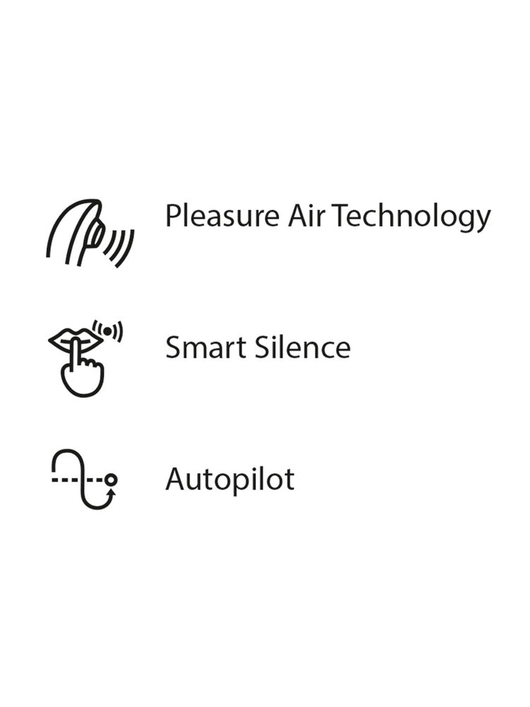 Infografikk som viser funksjoner: Pleasure Air, Smart Silence og Autopilot.