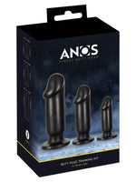 ANOS Buttplug Training Kit – produkteske i svart med tre plugger og måldiagrammer