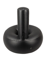 Oppblåsbar sexpute uten vibrator, sett forfra. Viser festemekanisme og ledning i midten av setet.
