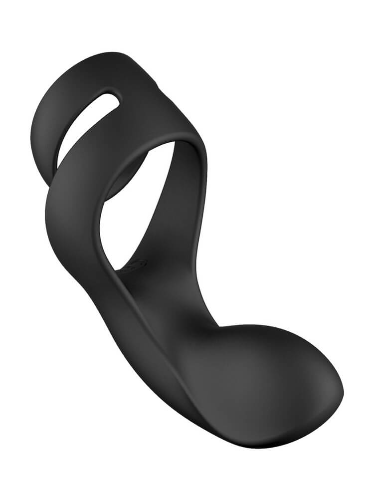 Prostatavibrator med penisring i svart silikon