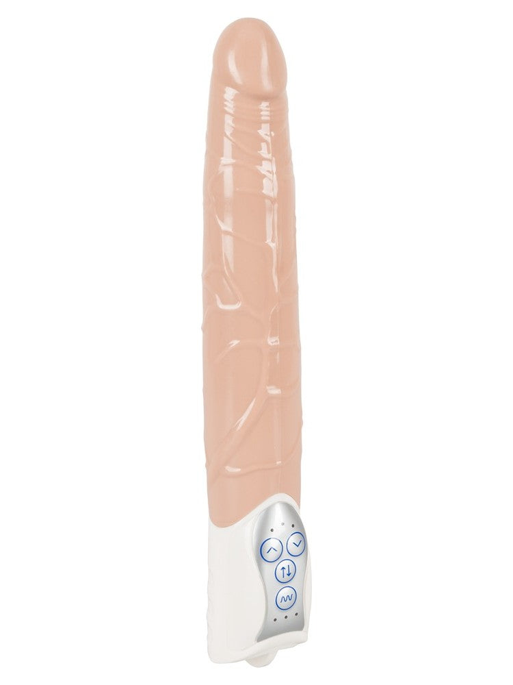 You2Toys Push it! – realistisk støtvibrator i lys hudfarge med hvitt håndtak