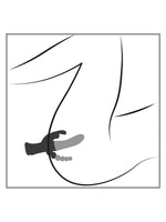 Illustrasjon i anatomisk tverrsnitt som viser bruk av vibratoren, med alle tre armer plassert for samtidig stimulering.