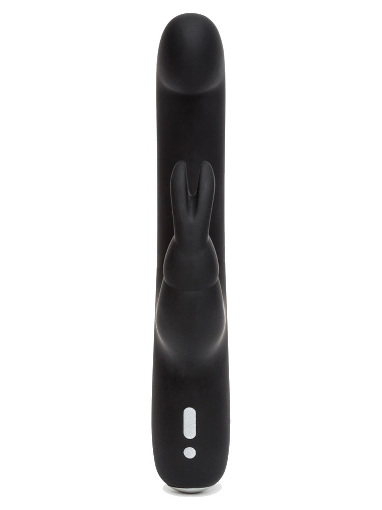 Rabbitvibrator sett forfra – viser symmetrisk kaninstimulator med to ører og det buede G-punkt-hodet.