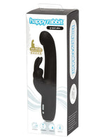 Happy Rabbit G-Spot Slim i originalemballasje – svart produkteske med teksten “over 500,000 sold since 2012” og ikoner for 15 funksjoner, oppladbar, vanntett og travel lock.