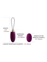 Svakom Elva Vibrerende Egg Plomme – målbilde med dimensjoner: total lengde 161 mm, innførbar lengde 85 mm, diameter 33 mm, fjernkontroll 56 mm, hvit bakgrunn.