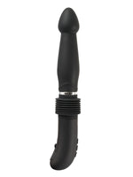 RC Fucking Machine uten stativ sett forfra, med buet håndtak, knapper og thrusting-del med sølvfarget ring mot hvit bakgrunn.