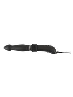 RC Fucking Machine liggende horisontalt med USB-ladekabel koblet til håndtaket mot hvit bakgrunn.