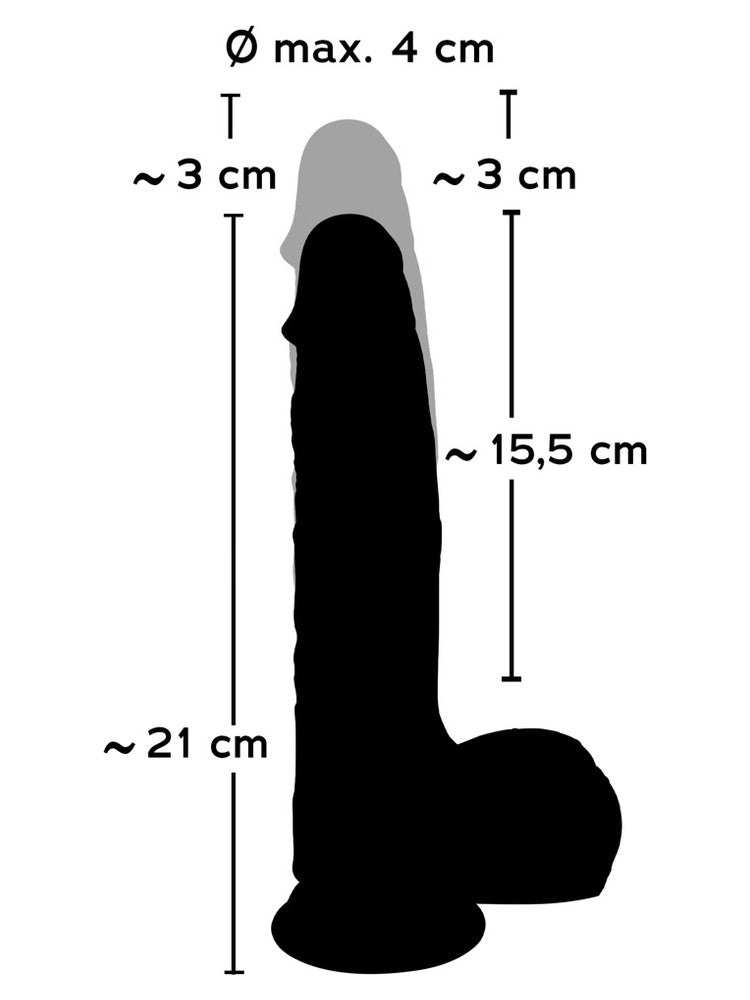 You2Toys Natural Thrusting Vibe – mål: ca. 21 cm lang, 15,5 cm innførbar og maks 4 cm i diameter