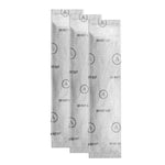 Three silica gel desiccant packets with 'Do Not Eat' warning, moisture absorber