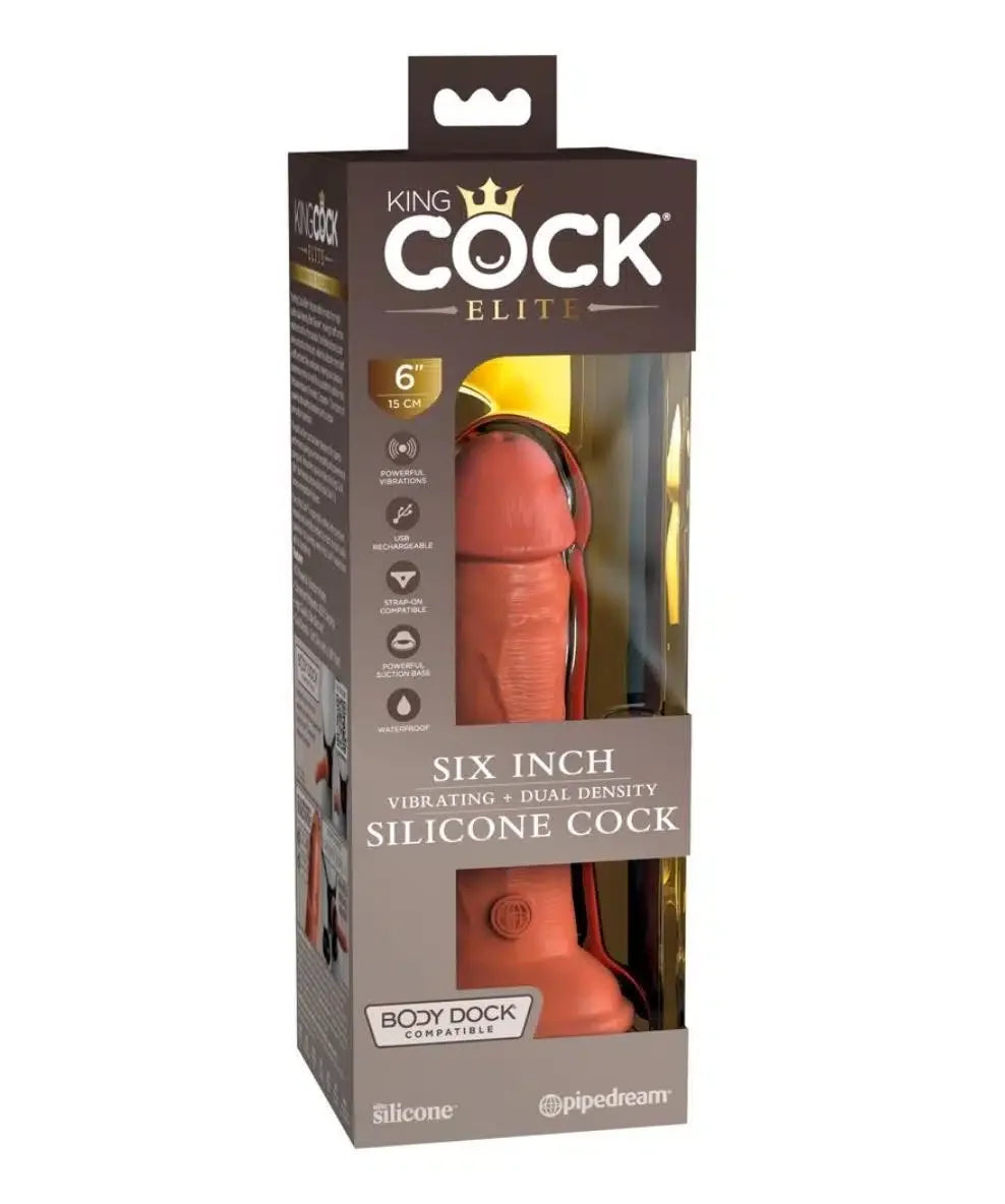 King Cock Elite - Tan Vibrerende Dual Density Silikondildo 15cm