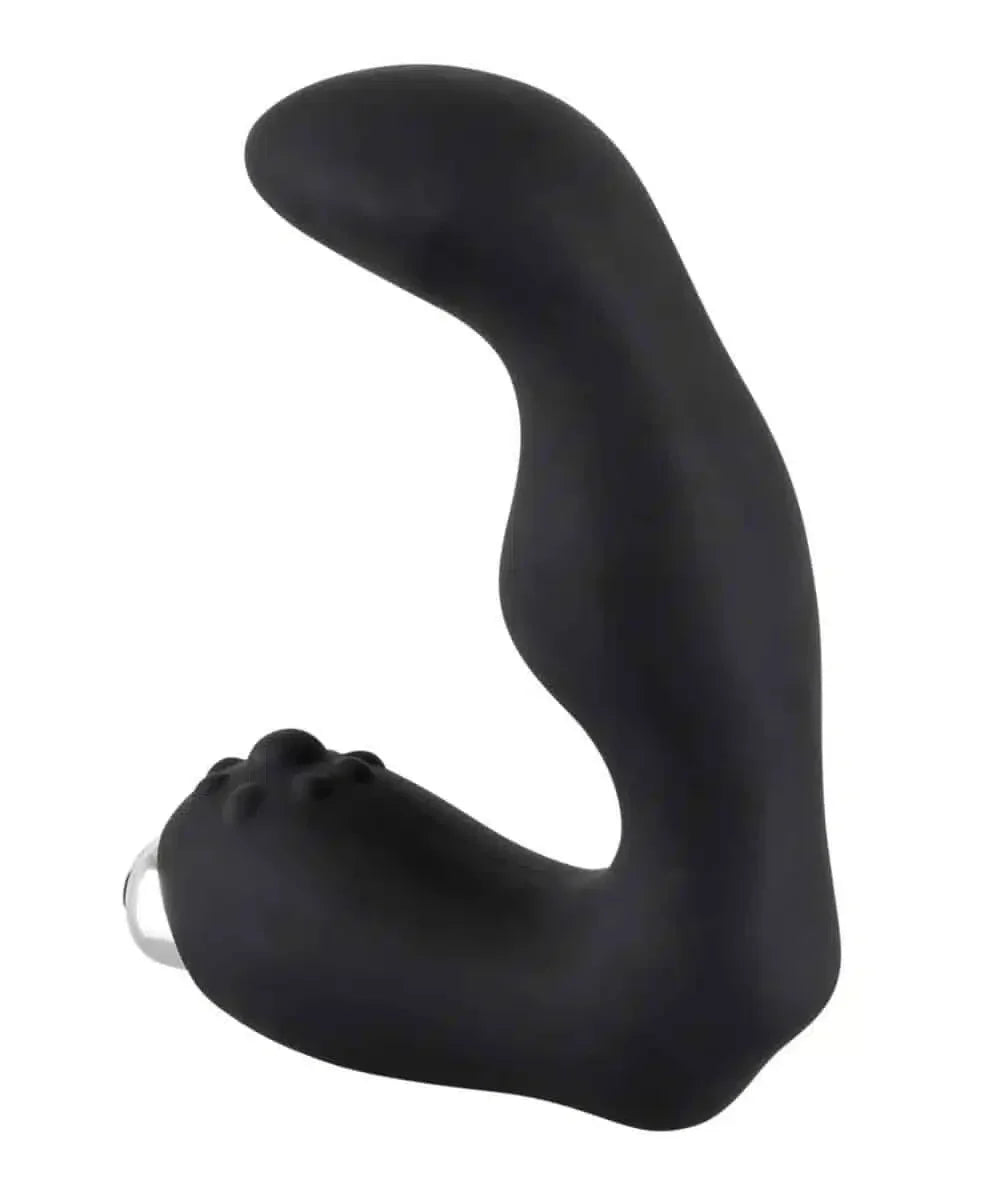 Black silicone prostate massager with curved ergonomic design for intimate pleasure