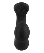 Black silicone prostate massager with ergonomic shape for adult use