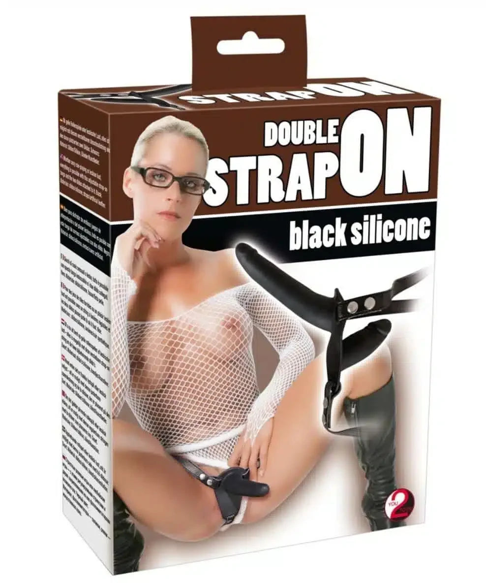 You2Toys - Double Strap-on Black Silicone