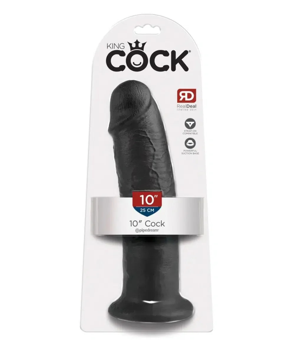 King Cock - Svart Realistisk dildo 25cm. Ultra-realistisk dildo som virkelig gir deg følelsen av å bli fylt opp, enten vaginalt eller analt.