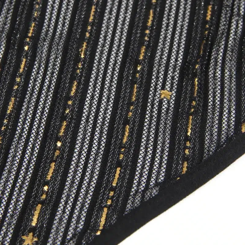 Glamourøs Langermet Bodysuit i Bronseglitrende Mesh