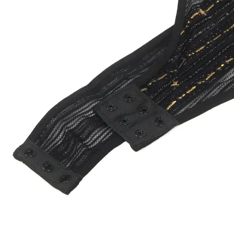 Glamourøs Langermet Bodysuit i Bronseglitrende Mesh