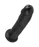 Black realistic dildo with pronounced texture and suction cup base