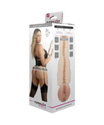 Fleshlight Girls personal male masturbator packaging with product texture and lingerie model.