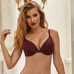 Minimalistisk Underwire BH i Silkemykt Stoff - burgunder rød