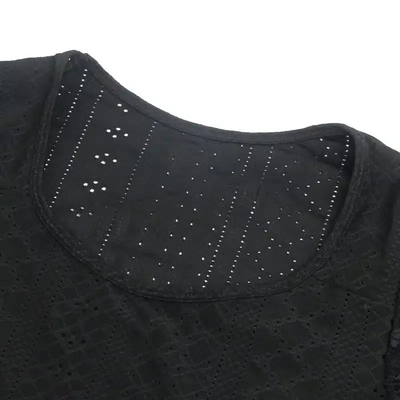 Elegant Langermet Mesh Bodysuit med Blonder