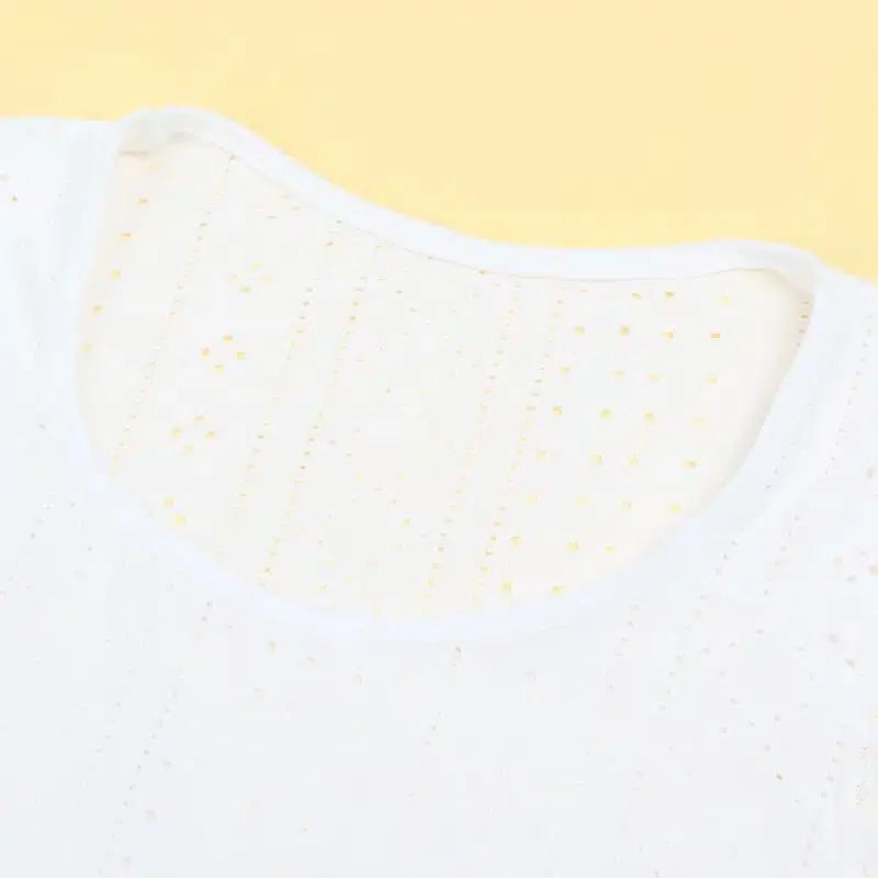 Elegant Langermet Mesh Bodysuit med Blonder - hvit