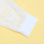 Elegant Langermet Mesh Bodysuit med Blonder - hvit