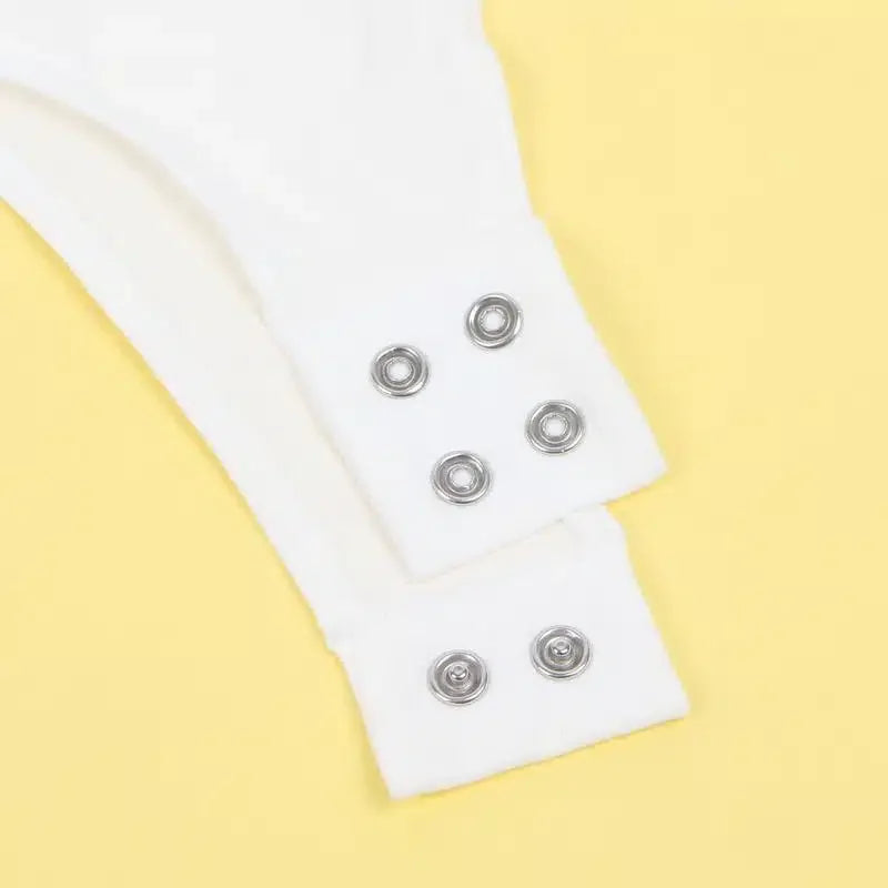 Elegant Langermet Mesh Bodysuit med Blonder - hvit