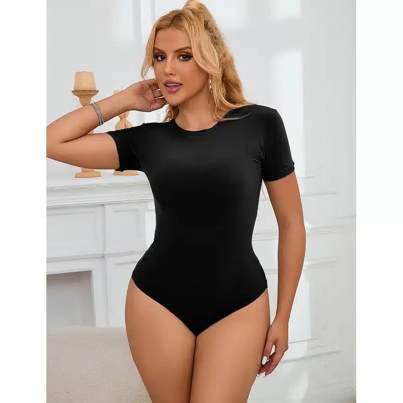Minimalistisk Kortermet Bodysuit - sort