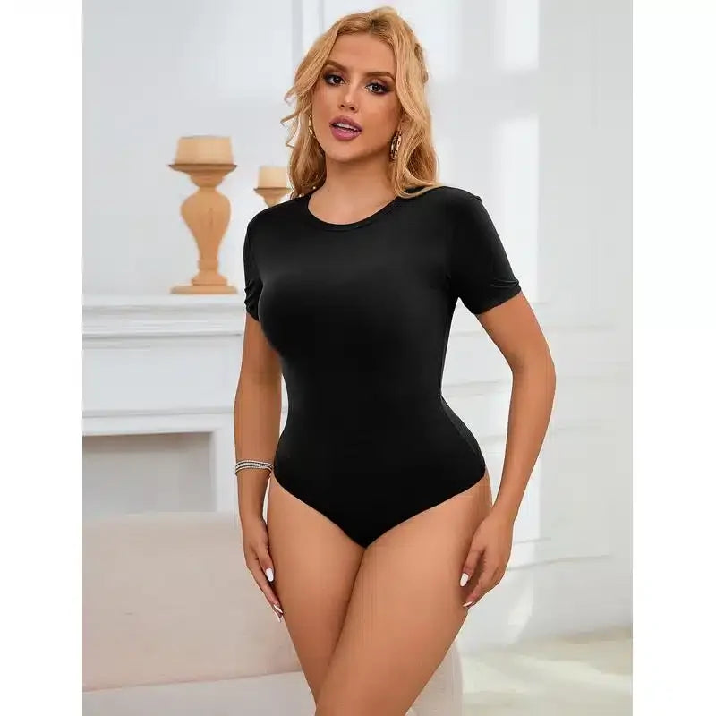Minimalistisk Kortermet Bodysuit - sort