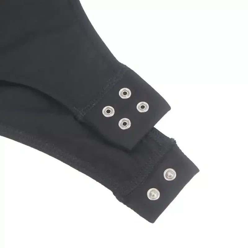 Sexy Langermet Bodysuit med Blonder - sort