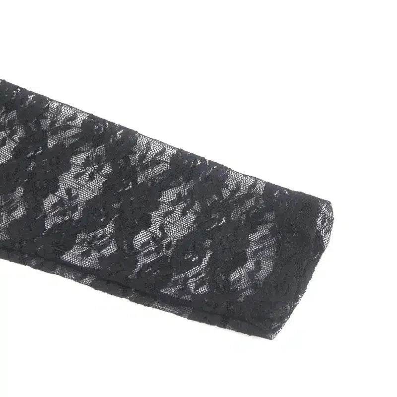 Sexy Langermet Bodysuit med Blonder - sort