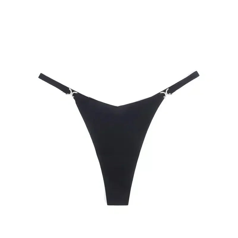 Sexy Bikini Truse med Diamantdetaljer - sort