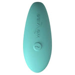 Teal silicone bullet vibrator with We-Vibe logo, ergonomic and discreet design