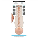 Realistic male pleasure sleeve with detailed interior texture diagram and usage instructions