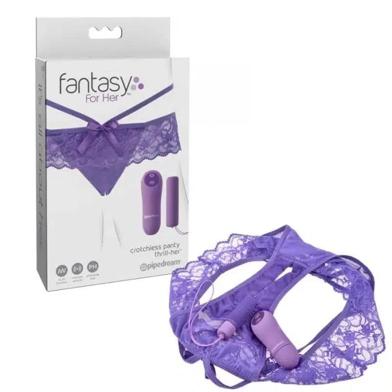 Fantasy For Her - Crotchless Panty Thrill-Her – Forførende truse med kraftige vibrasjoner