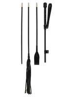 Bad Kitty Crop Set – håndtak og tre tupper: spanskrør, flogger og ridepisk