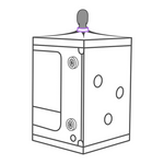 Tegning av person i et firkantet kabinett med hull og ventil, illustrerer bondage-utstyr.