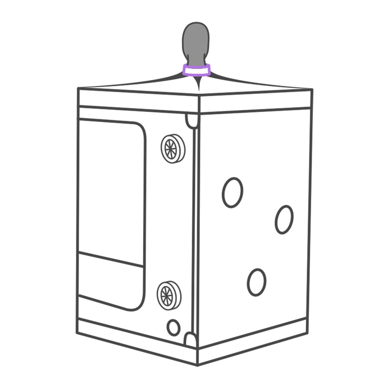 Tegning av person i et firkantet kabinett med hull og ventil, illustrerer bondage-utstyr.