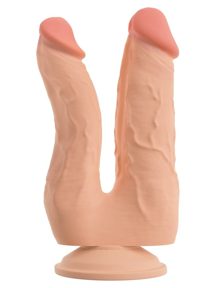 Nature Skin Bendable Double Penetrator – to naturtro dildoer i ulik tykkelse sett forfra