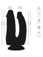 Nature Skin Bendable Double Penetrator – mål: 20 og 19 cm lang, Ø 4,6 og 3,7 cm