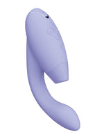 Womanizer Duo 2 lilla vinkelvisning – viser ergonomisk design og kontrollknapper