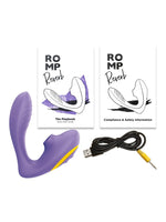 ROMP Reverb – innhold i esken: vibrator, USB-ladekabel, hurtigstartguide og sikkerhetsinformasjon